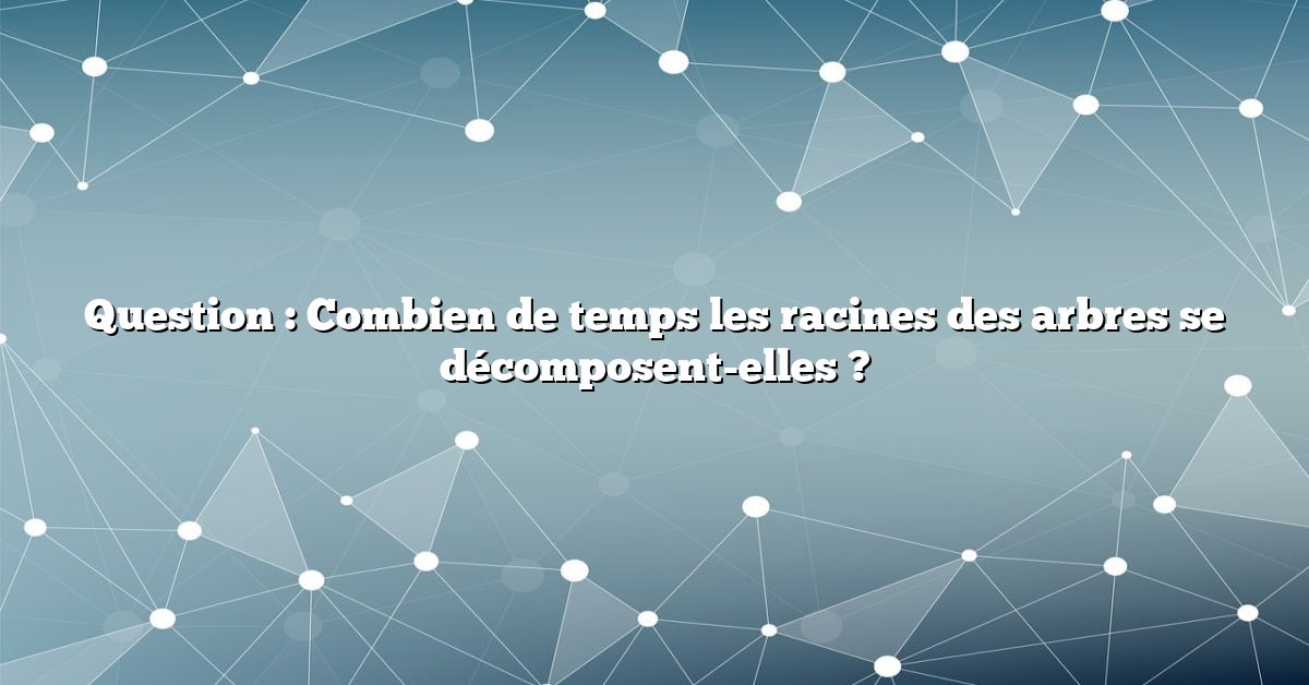Question : Combien de temps les racines des arbres se décomposent-elles ?